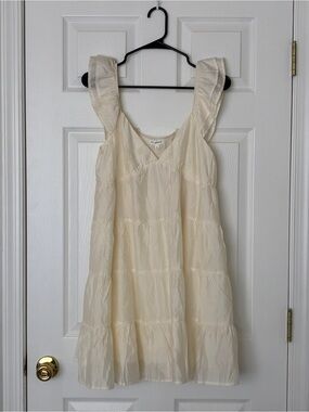Blu Pepper Cream Tiered Ruffle Strap Casual Dress